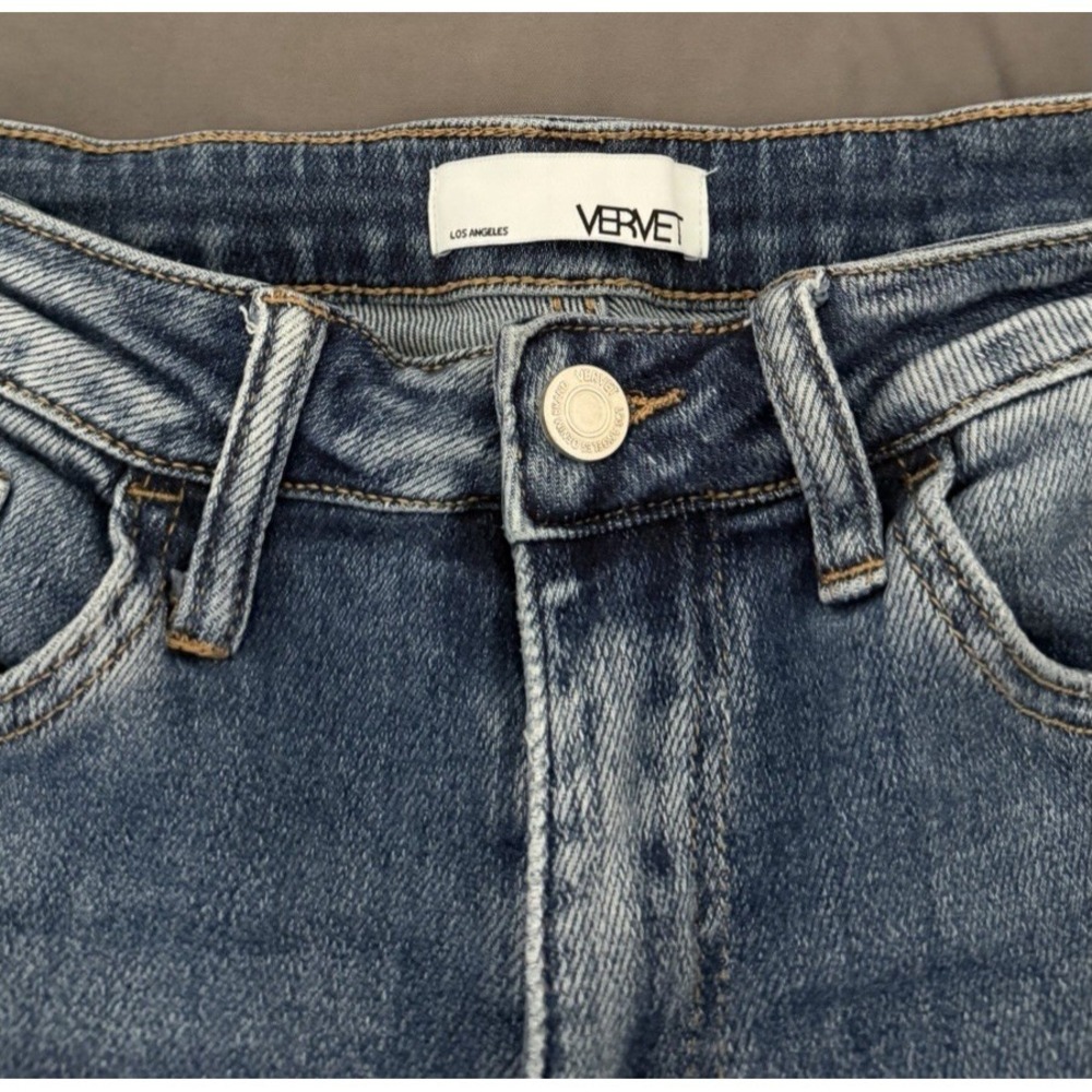 Vervet Blue Jeans Womens Size 26 Distressed Wide Leg Raw Hem Medium Wash Denim - Picture 3 of 12
